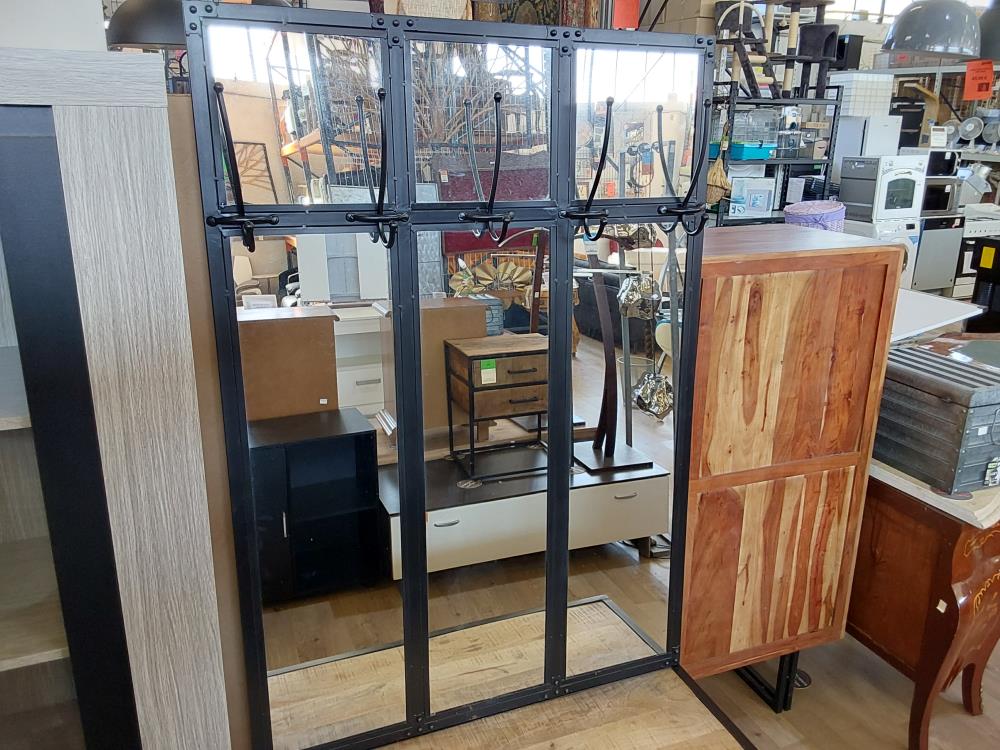 PORTE MANTEAUX CAISSON + MIROIR STYLE INDUSTRIEL