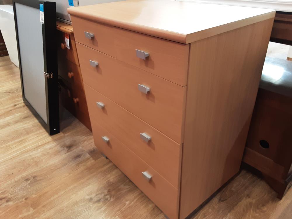 COMMODE 5 TIROIRS COLORIS BRUN