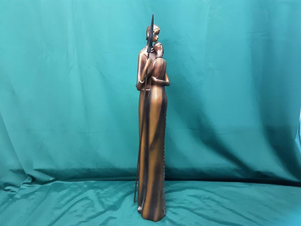 STATUETTE EN RÉSINE COUPLE MASAI H.53CM COLORIS BRONZE