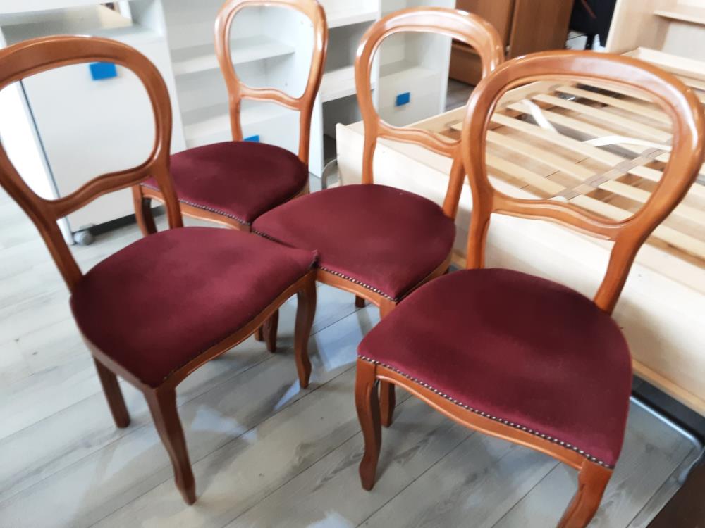LOT DE 4 CHAISES ASSISES BORDEAUX