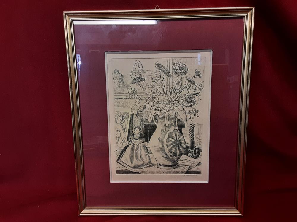 TABLEAU ENCRE DE CHINE CADRE DORÉ 30X35CM SIGNÉ CHARLES GUTKNECHT