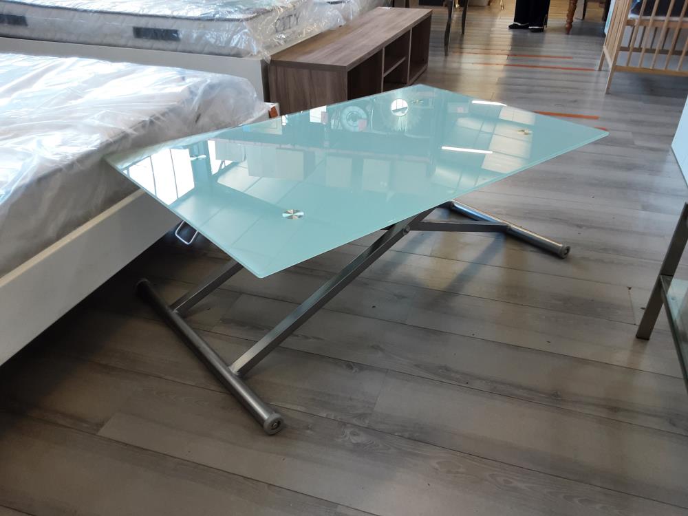 TABLE VERRE REGLABLE HAUTEUR (BASSE 43CM OU S.A.M 78CM)