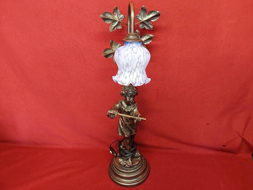 LAMPE 1 TULIPE VIOLETTE EN RESINE ENFANT MUSICIEN