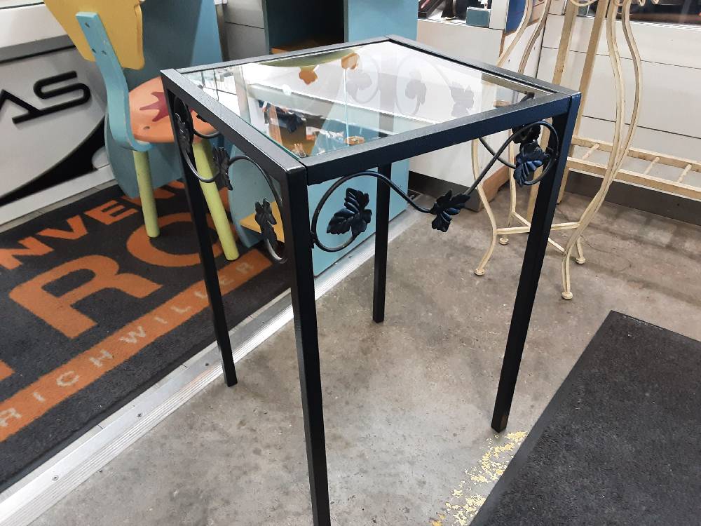 SELLETE METAL NOIR PLATEAU VERRE