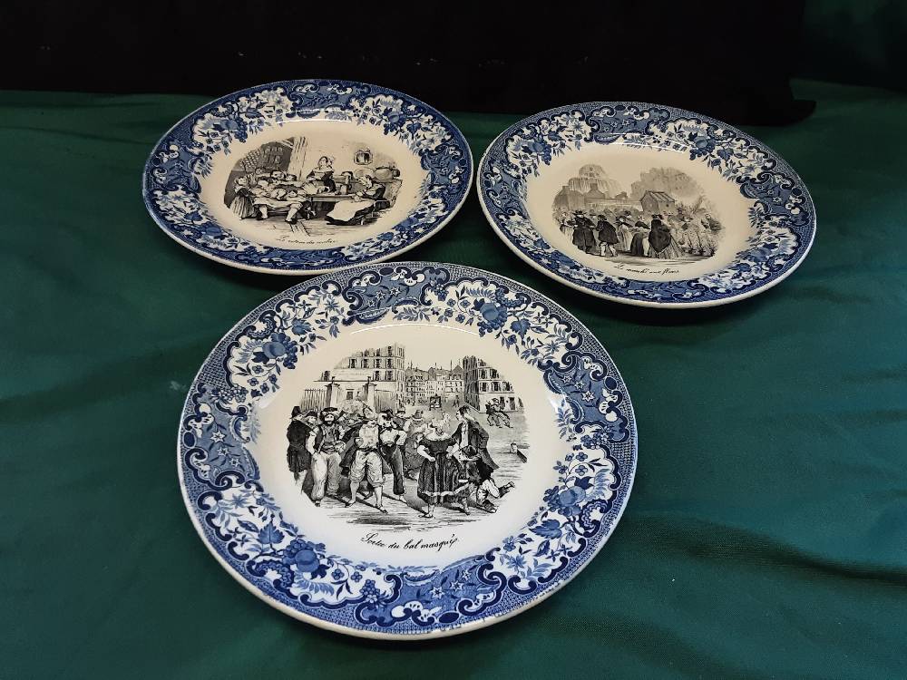 ASSIETTE A DESSERTS BLEUE ET NOIRE SARREGUEMINES U&C