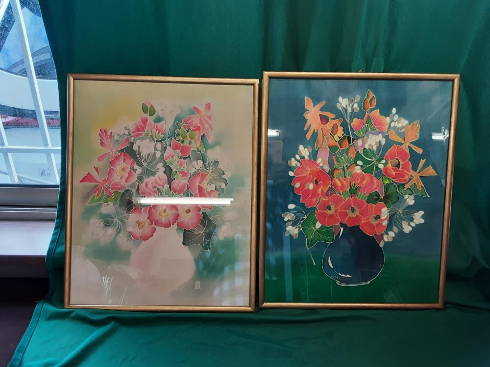 TABLEAU PEINTURE SUR SOIE 42X53