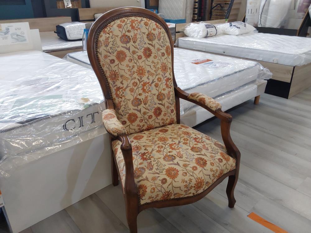 VOLTAIRE TISSU BEIGE A FLEURS ORONGE