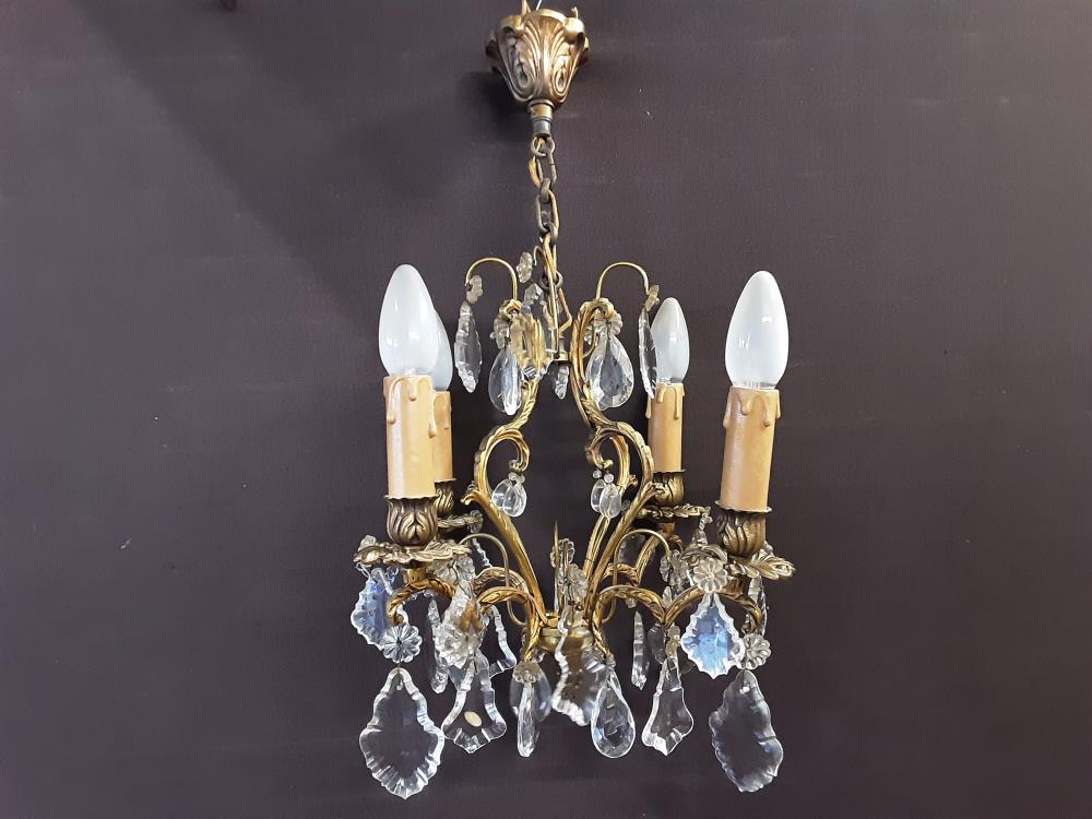LUSTRE 4 BRANCHES A PAMPILLE