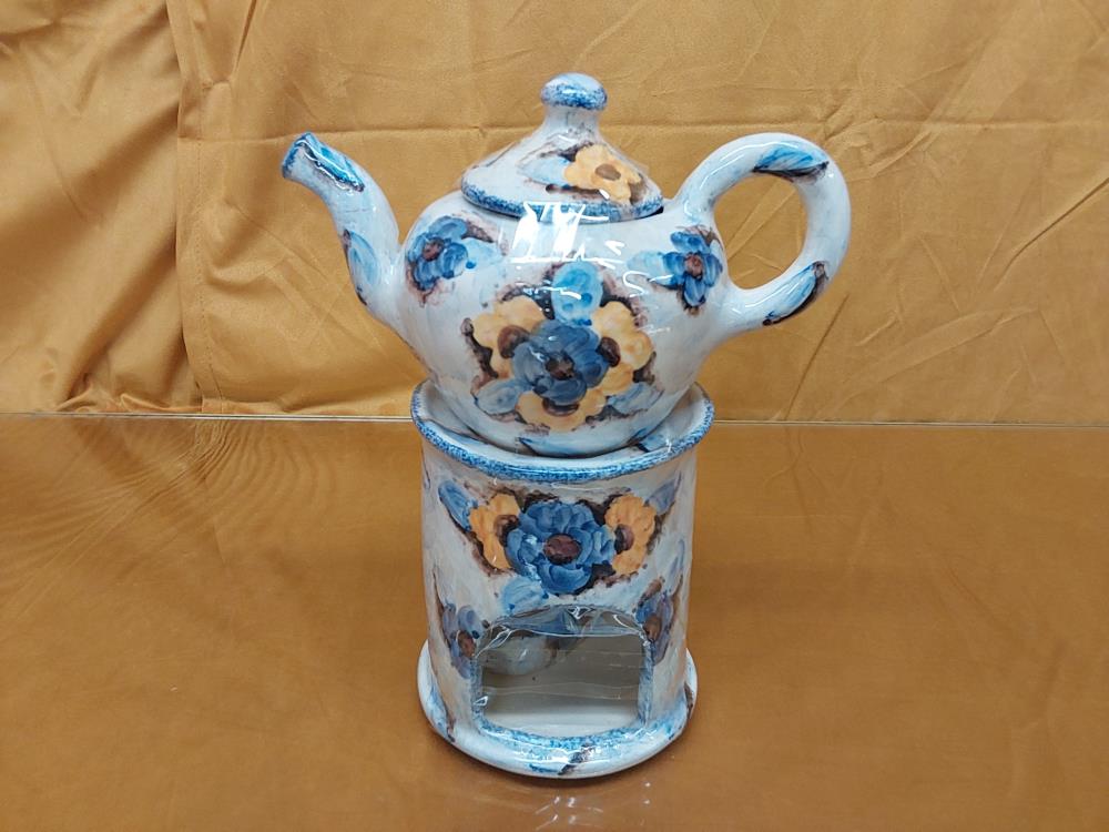 THÉIÈRE AMPHORE COLORIS BLANC BLEU JAUNE