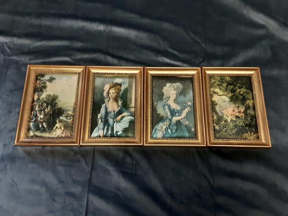 TABLEAU PEINTURE SUR SOIE CADRE DORE VENDU À L'UNITE