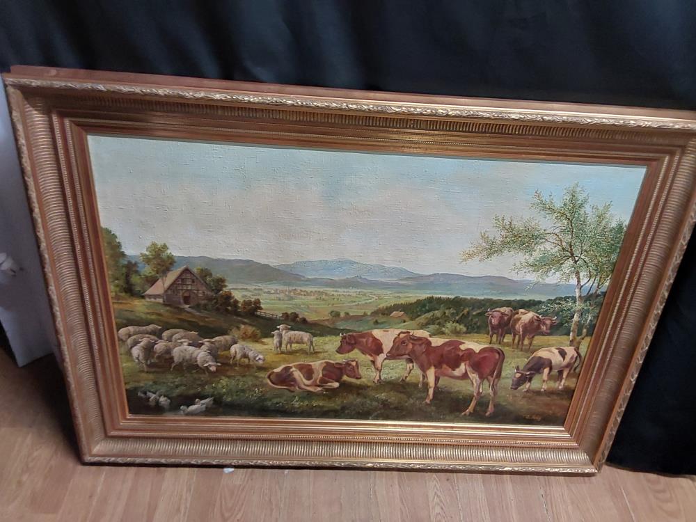 TABLEAU BOVINS ET OVINS - SIGNE E.REY 
