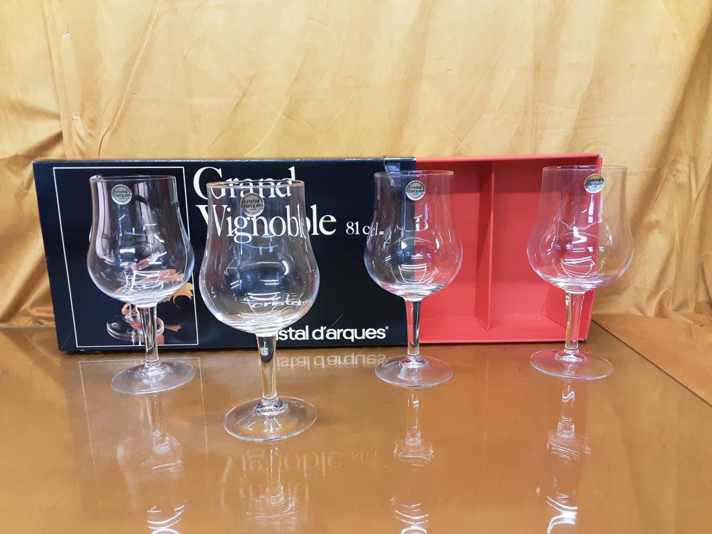 LOT DE 4 VERRES BALLON CRISTAL D'ARQUES