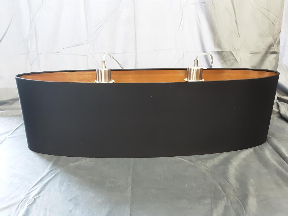 LUSTRE OVALE NOIR ET DORE 2 FEUX 