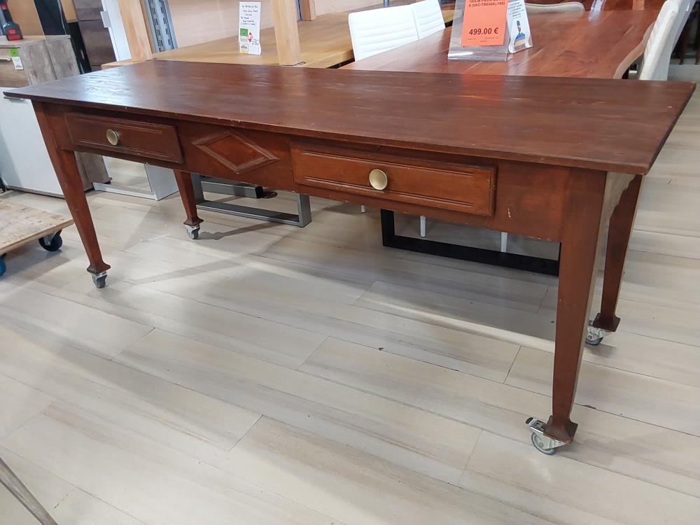 TABLE 2 TIROIRS RECTANGULAIRE EN SAPIN SUR ROULETTES