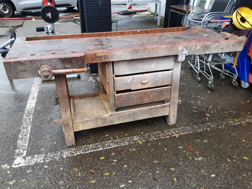 ETABLI DE MENUISIER 3 TIROIRS 2 ETAUX EN BOIS