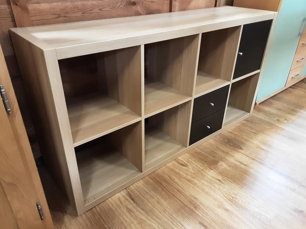 ETAGERE CUBE 1 PORTE 2 TIROIRS COLORIS BRUN ET NOIRE 