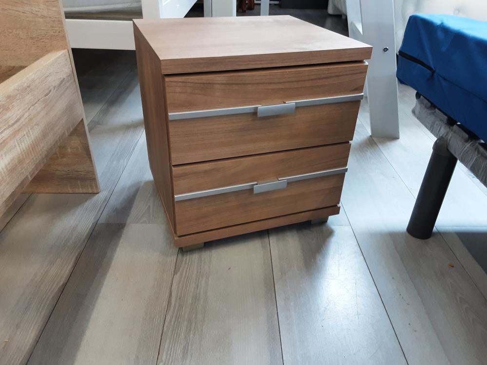 CHEVET 2 TIROIRS COLORIS BRUN ET GRIS