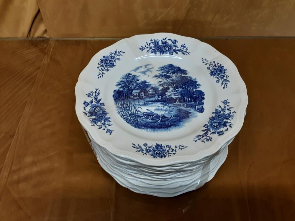 LOT DE 16 ASSIETTES PLATES SARREGUEMINES BLEU BLANC