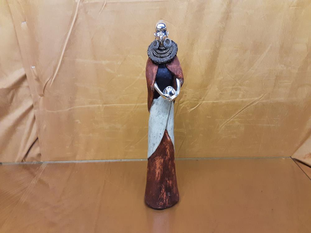 AFRICAINE RESINE VISAGE ARGENTÉ