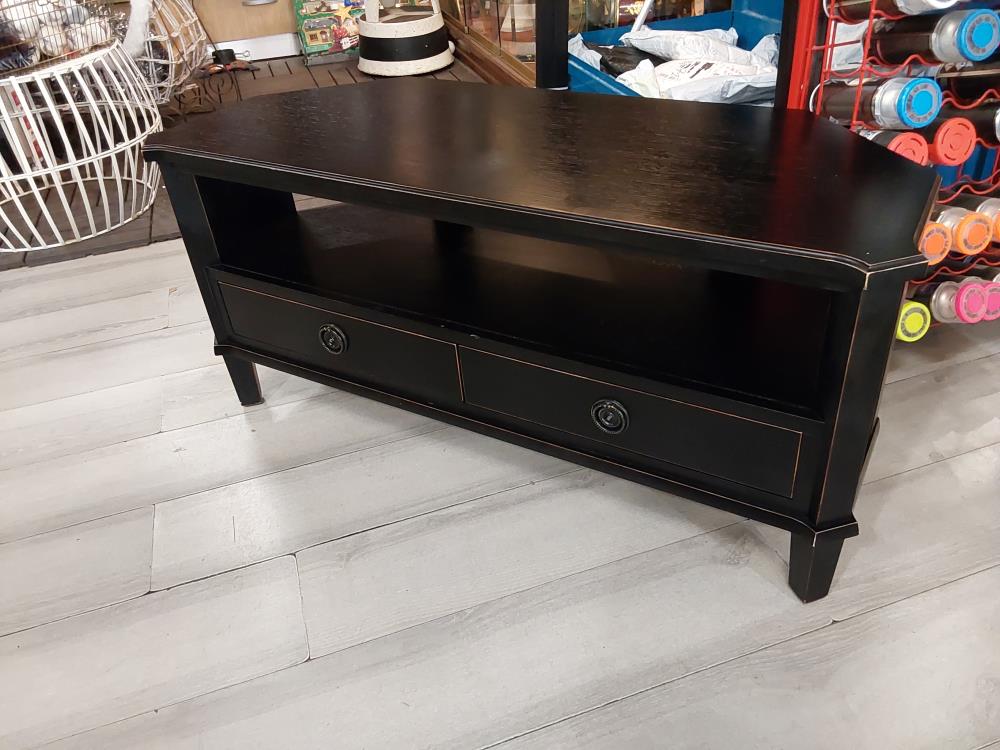 MEUBLE TV BOIS COLORI NOIR 2 TIROIRS 1 NICHE