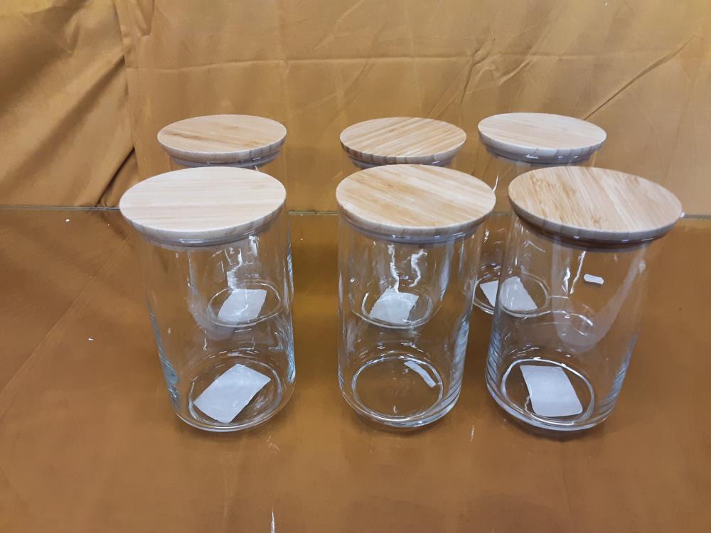 BOCAL ROND EN VERRE AVEC COUVERCLE BOIS