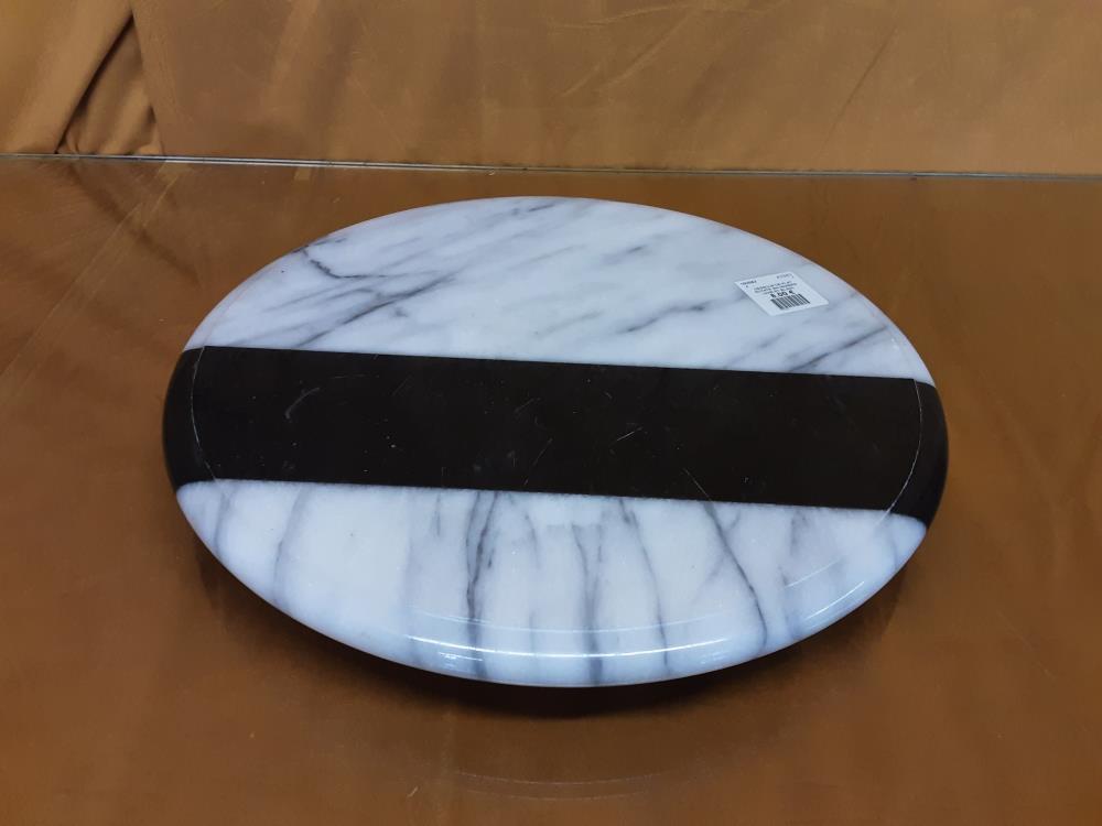 DESSOUS DE PLAT ROTATIF EN MARBRE NOIR ET BLANC 