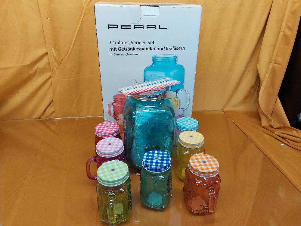 ENSEMBLE BOCAUX AVEC ROBINET ET PAILLES