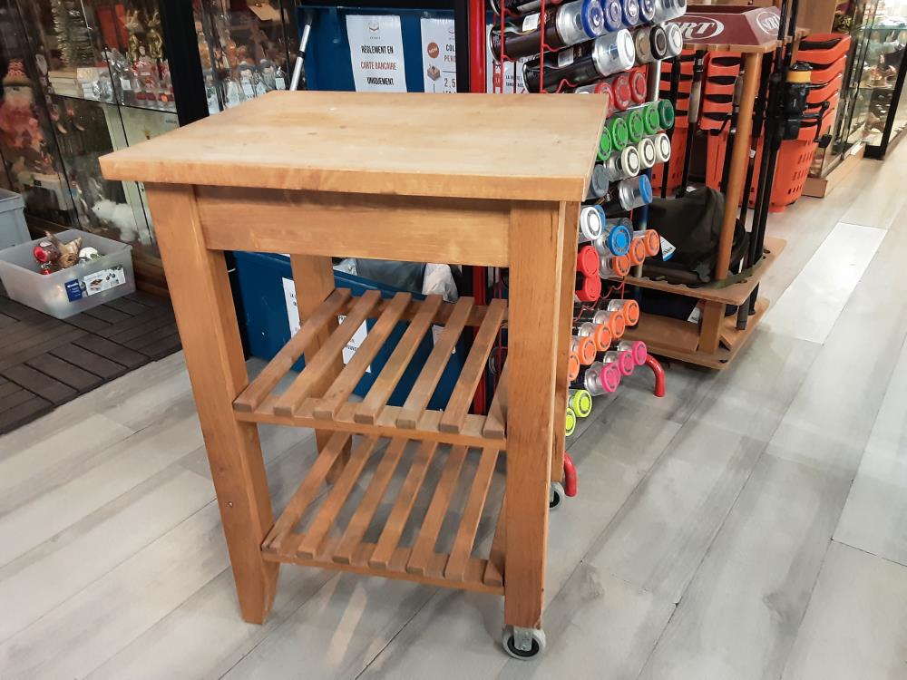 DESSERTTE BOIS SUR 2 ROULETTES