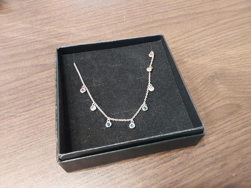 COLLIER ARGENT PIERRES MULTICOLORES