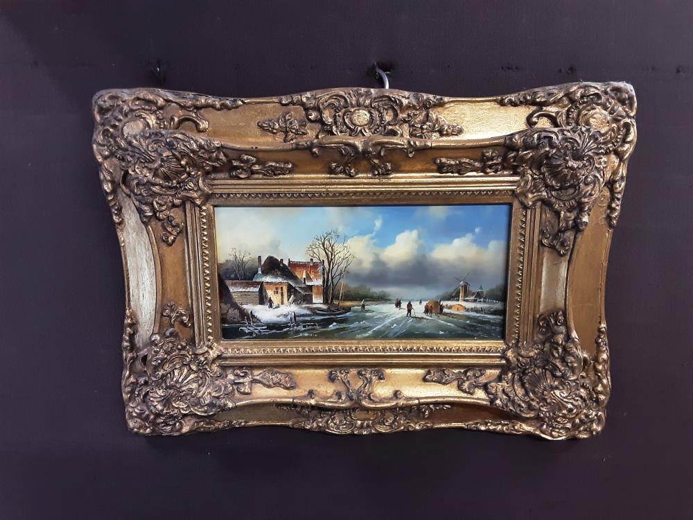 TABLEAU CADRE DORÉ MOULIN À VENT