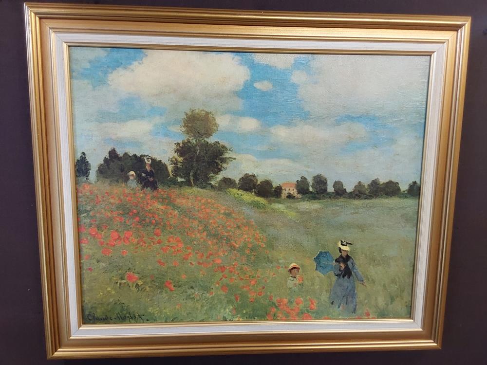 TABLEAU REPRODUCTION CAMPAGNE CADRE OR 