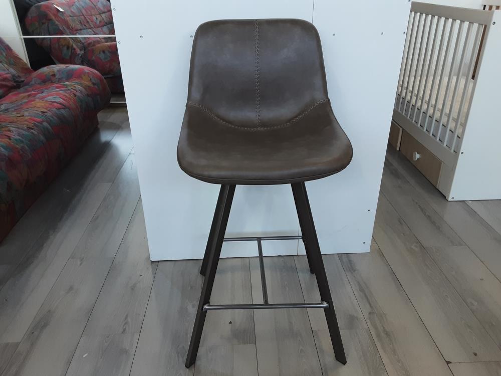TABOURET DE BAR H. ASSISE : 65CM - ZIG-ZAG EN PU COLORIS TAUPE - DESTOCK (3707/50S)