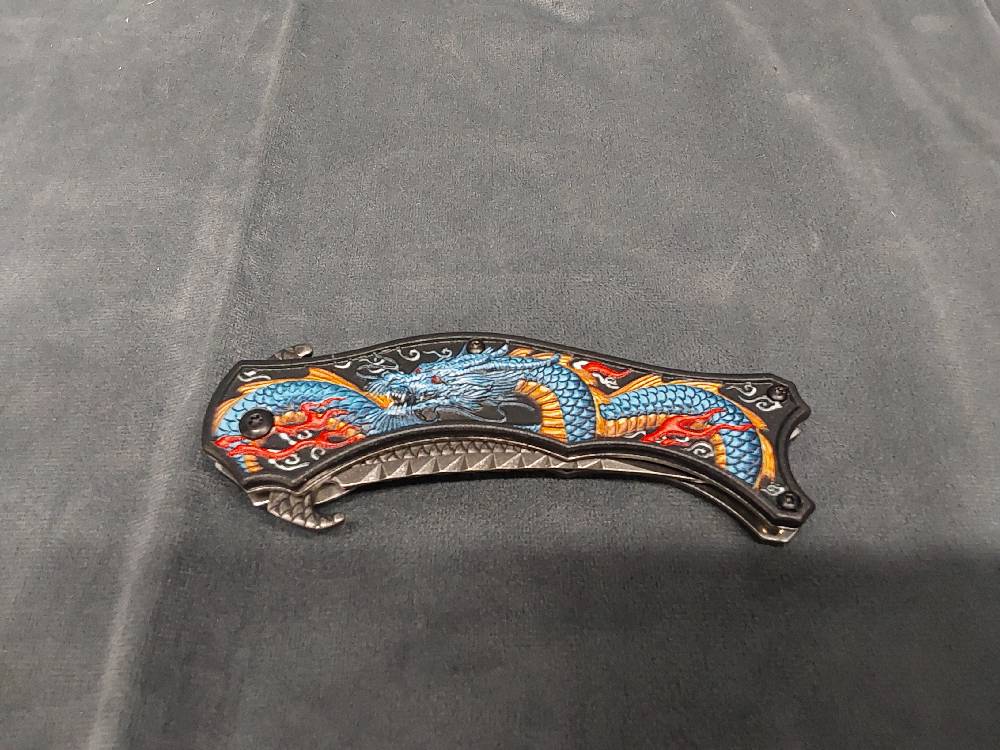 COUTEAU BLEU DRAGON PLIABLE 20CM (FL-170199-8)