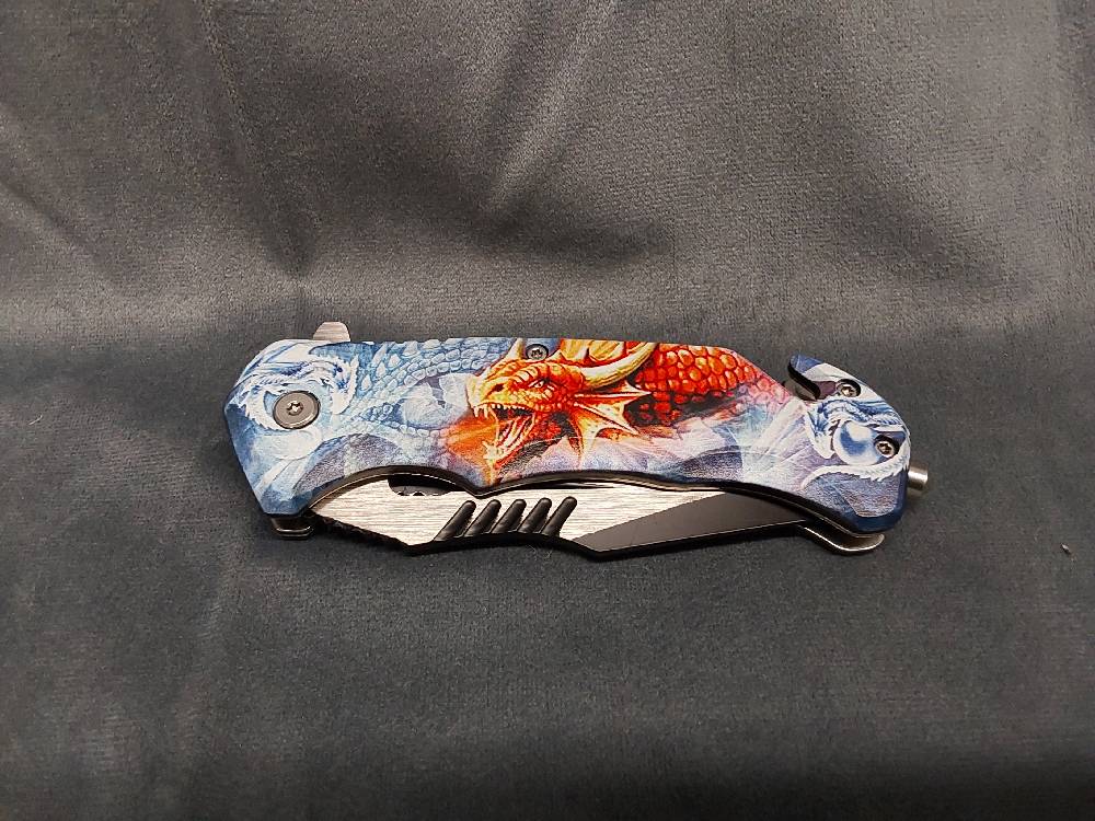 COUTEAU DRAGON ROUGE PLIABLE 20CM (FL-21068Z-4)