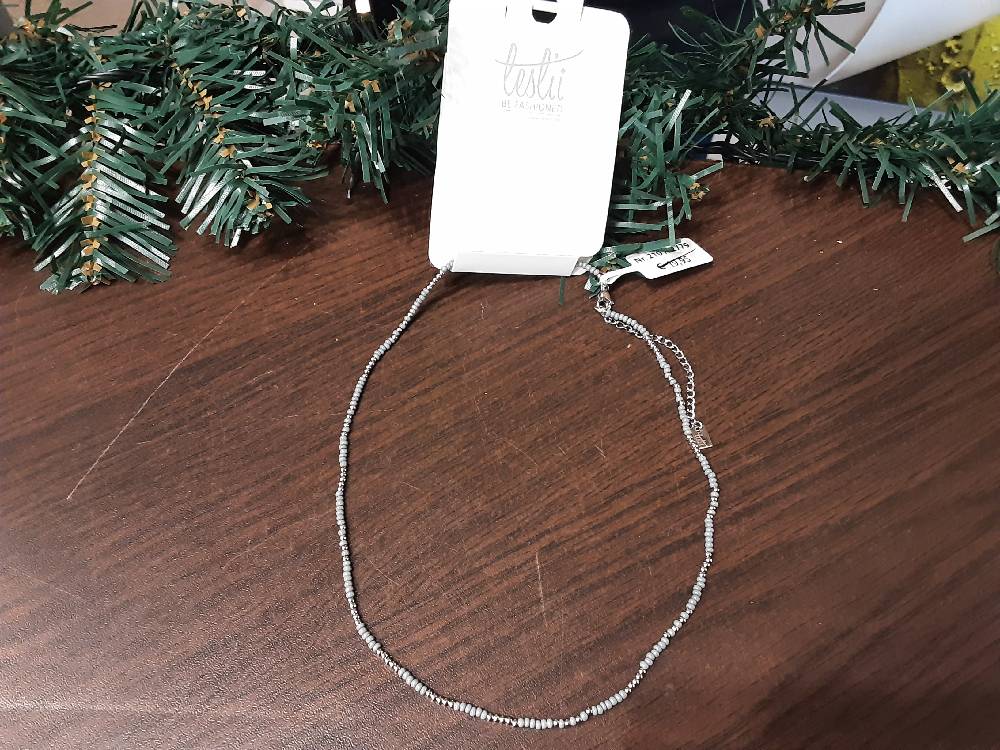 COLLIER LESLII ARGENTÉ ET BLEUTÉ