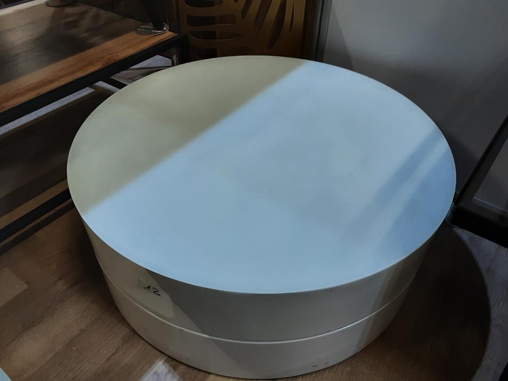 TABLE BASSE RONDE PLATEAU VERRE ET PIVOTANT