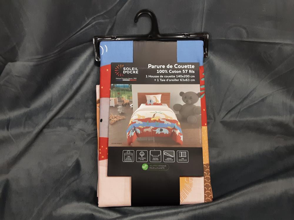 PARURE EN COTON ANIMAUX SAVANE (HOUSSE DE COUETTE 140X200CM + 1 TAIE OREILLER) (633808)