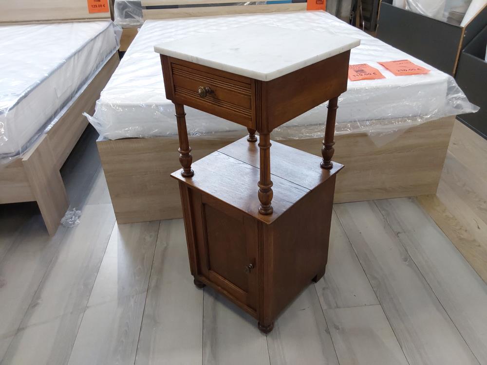 CHEVET 1 PORTE 1 TIROIR PLATEAU MARBRE BLANC 