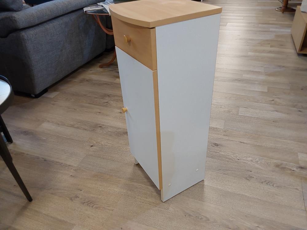 MEUBLE BAS SALLE DE BAIN 1 PORTE 1 TIROIR COLORIS BRUN ET BLANC