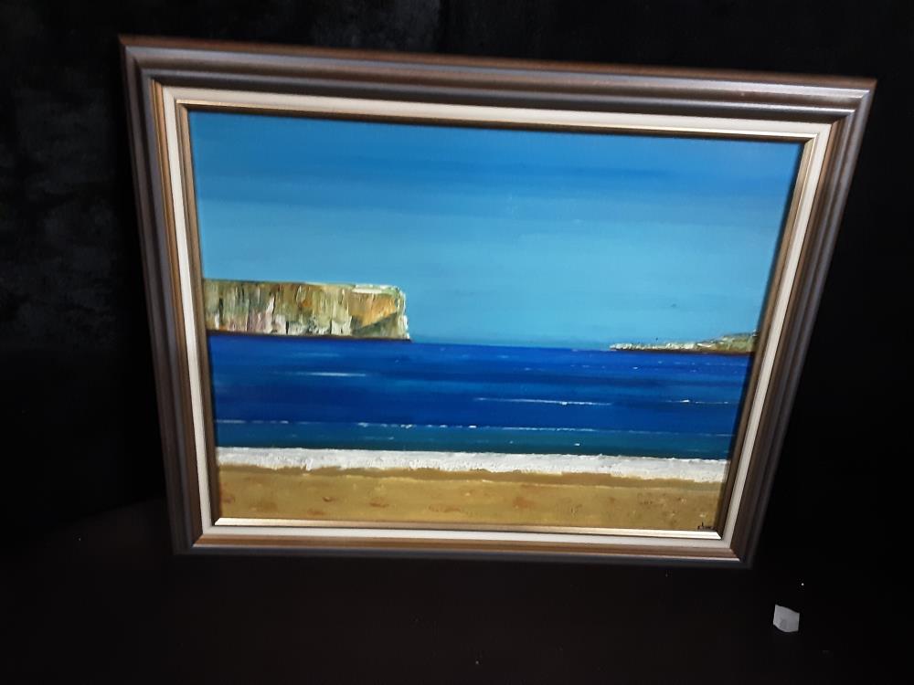 TABLEAU MER  CADRE BRUN ET DORE