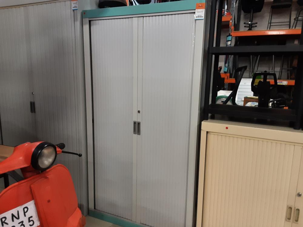 ARMOIRE METAL RIDEAUX 4 ETAGERES SANS CLEF