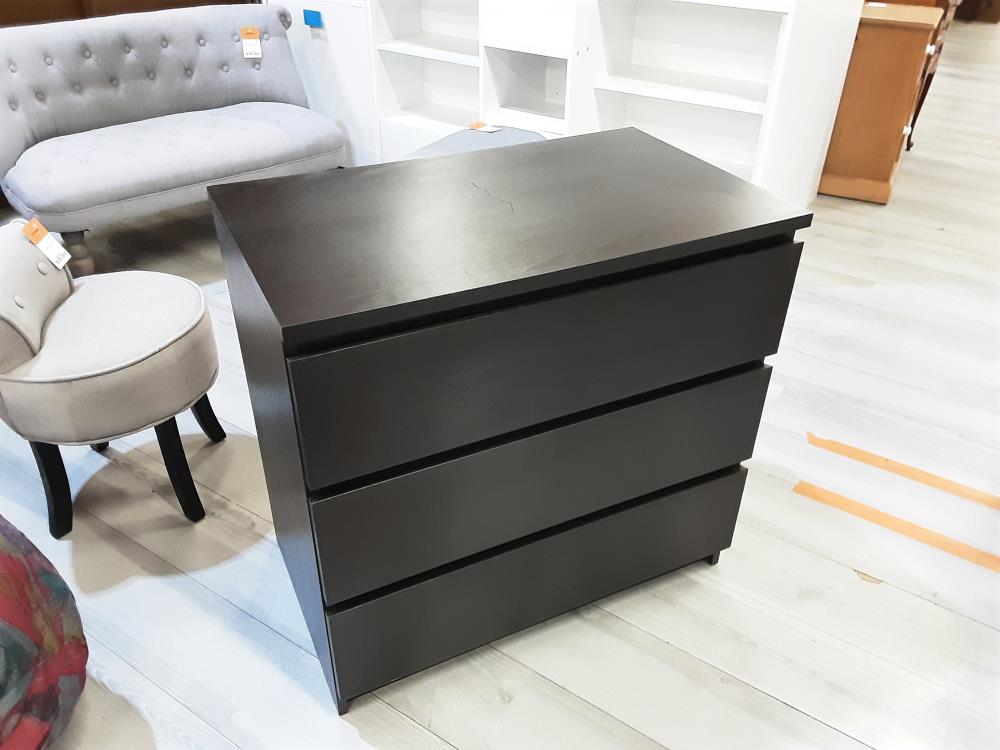 COMMODE 3 TIROIRS COLORIS NOIRE