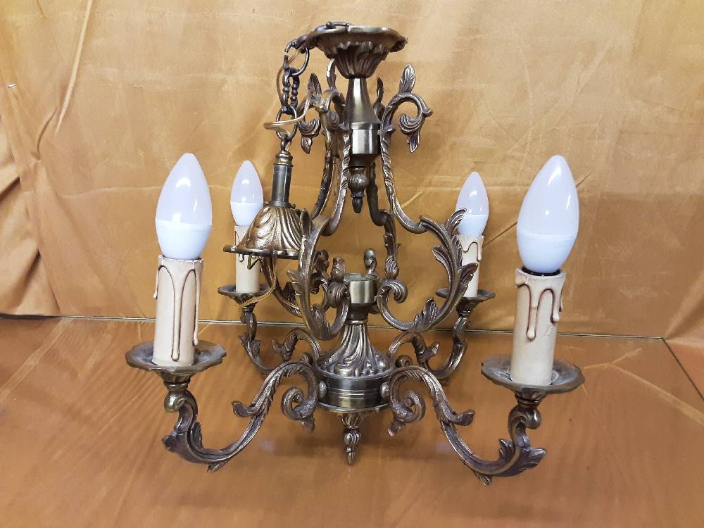 LUSTRE EN BRONZE 4 FEUX 