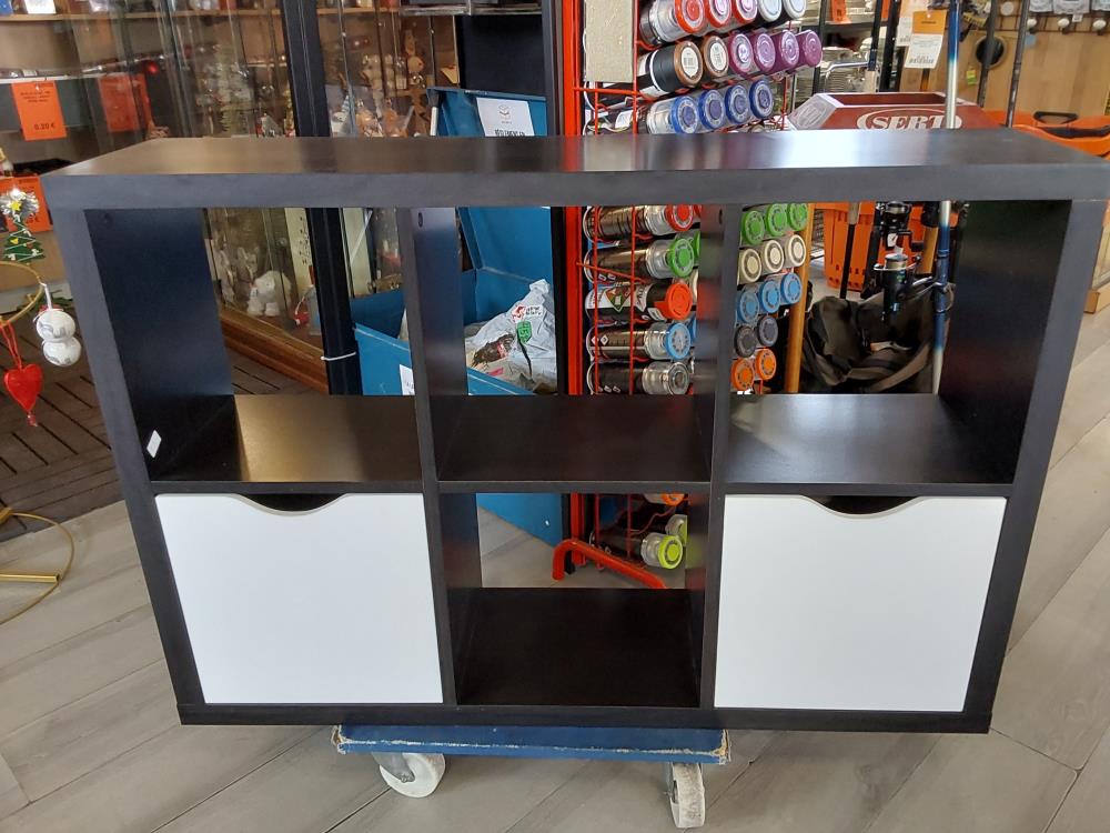 MEUBLE A CASIERS WENGE ET BLANC