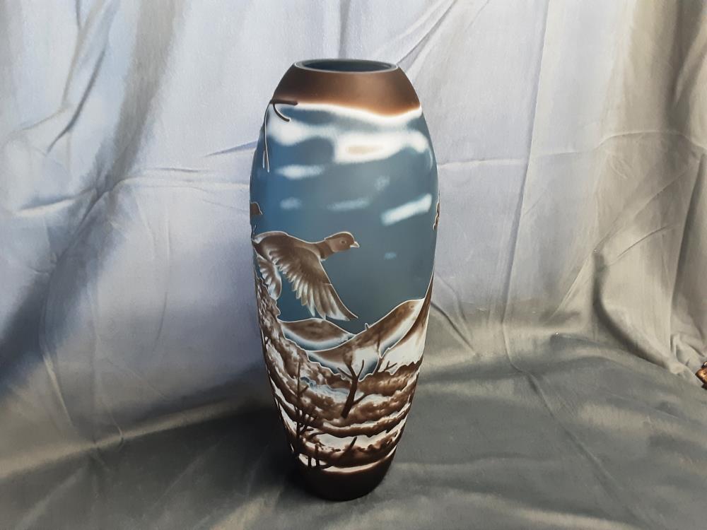 VASE HAUT STYLE GALLÉ MOTIF HIVER H.36CM (GV-51)