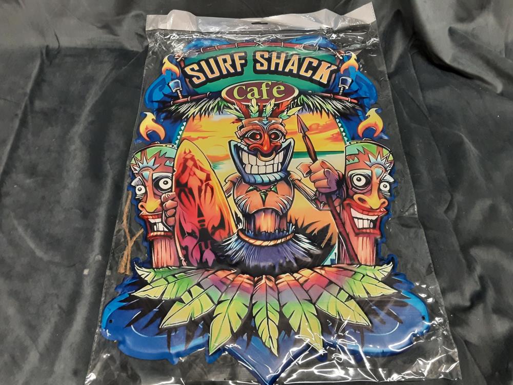 PLAQUE MÉTAL RELIEF SURF SHACK 60X40CM (NY-73)