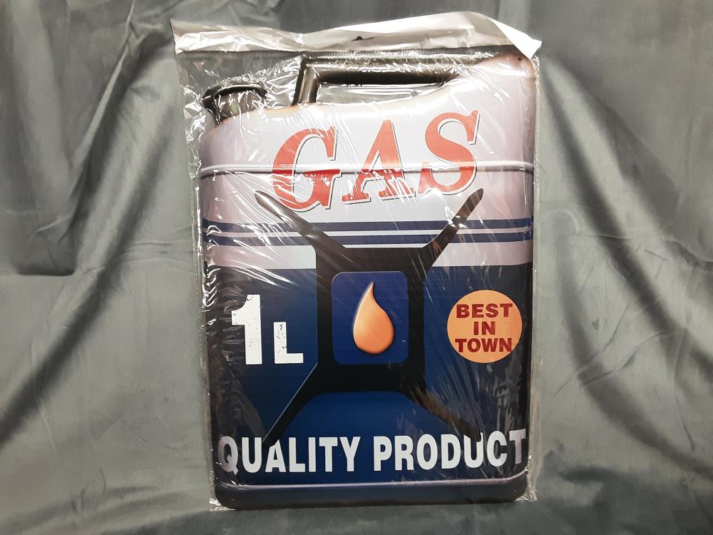 PLAQUE MÉTAL BIDON BLEU GAS (NY-12)