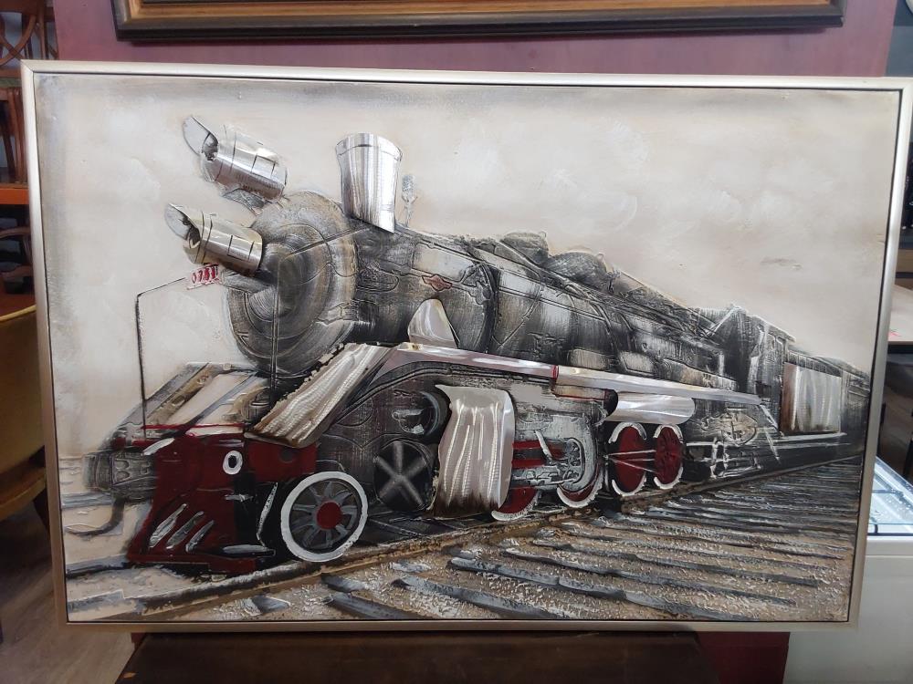 TABLEAU LOCOMOTIVE RELIEF 120X84CM (OP-19)