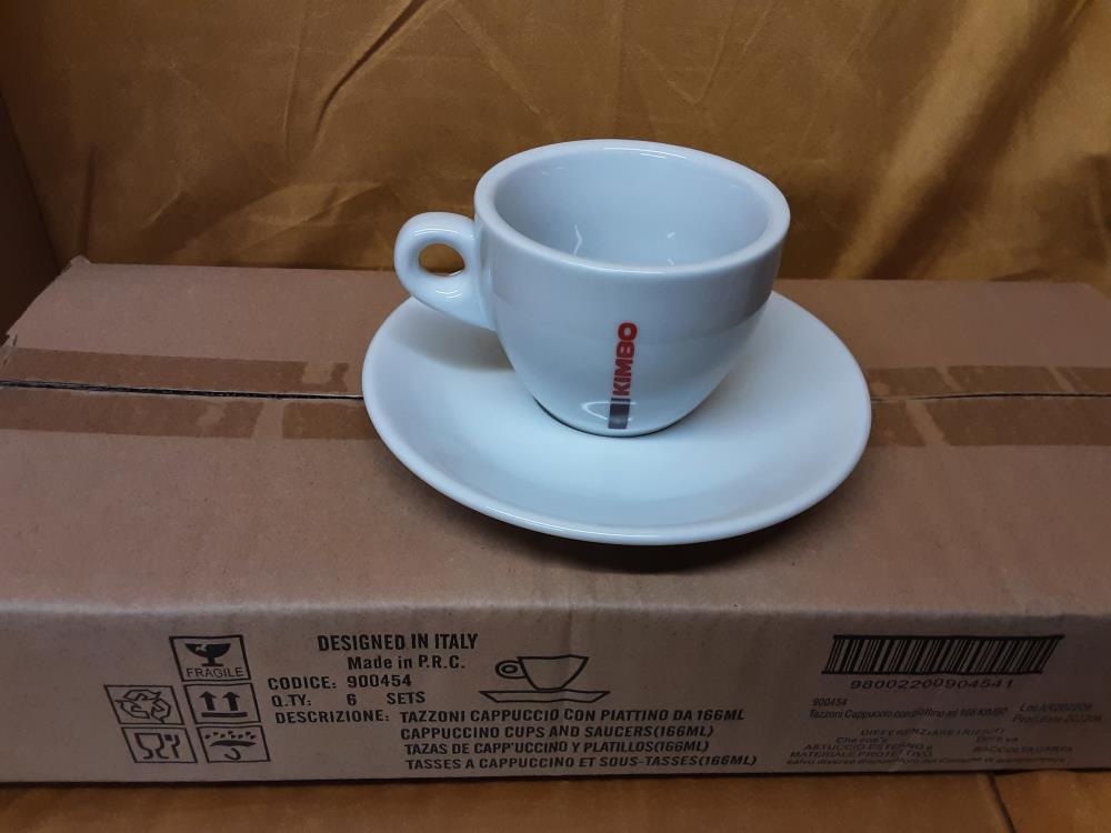 LOT DE 6 TASSES SOUS TASSES GM KIMBO DANS CARTON