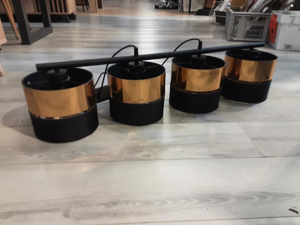 LUSTRE 4 FEUX COLORIS NOIR ET DORE